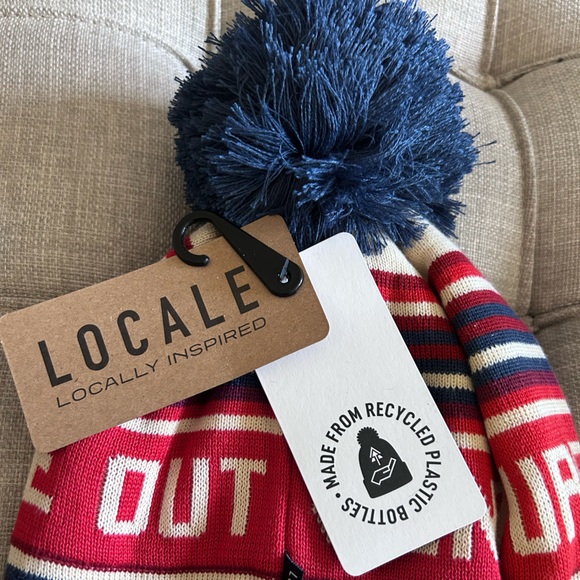 Winter Park Red and Blue Striped Pom-Pom Beanie - Picture 3 of 4